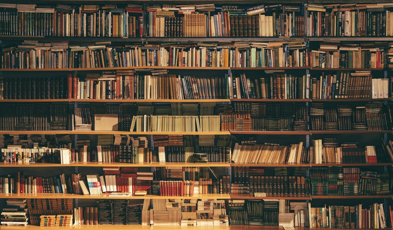 Lesesaal mit Bücherregalen — sorgfältige Quellenarbeit zu Modellannahmen